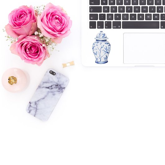 Ginger Jar White mit Name Vinyl Sticker