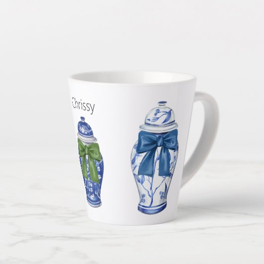 Ginger Jars Bows Chinoiserie Kaffee Milchtasse (Rechte Ecke)