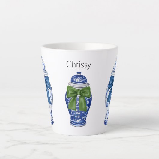Ginger Jars Bows Chinoiserie Kaffee Milchtasse (Vorderseite)