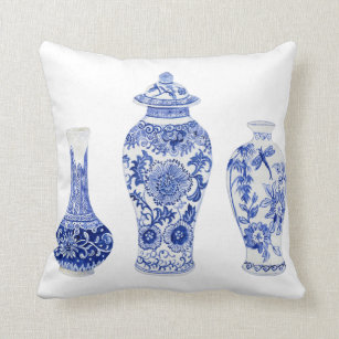 Ginger Jars Chinoiserie Blau und Weiße Vase Kissen