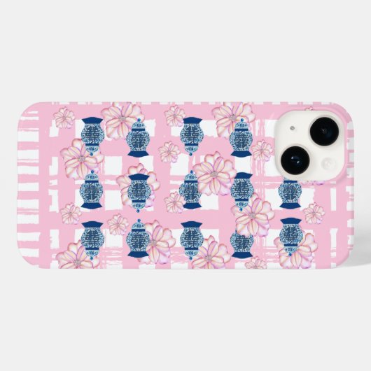 Ginger Jars Double Happy Pink Floral Case-Mate iPhone Hülle (Rückseite (Horizontal))