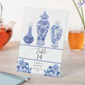 Ginger Jars Navy Blue White Bird Floral Wedding Sockelschild (In Situ)