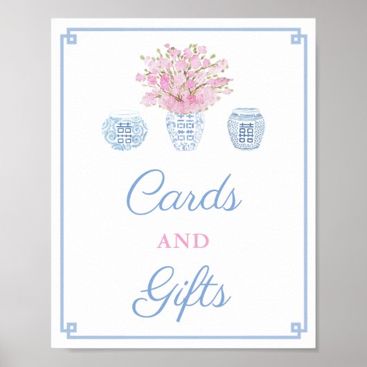 Ginger Jars Pink Blue Cards & Gifts Baby Dusche Poster (Vorne)