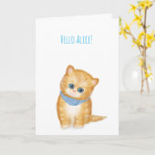 Ginger Kätzchen denken Sie an Ihre Karte (Gelbe Blume)