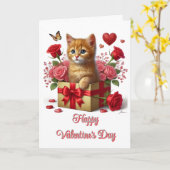Ginger-Kätzchen Valentinstag Karte (Gelbe Blume)