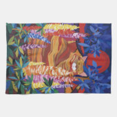 Ginger Katze im Garten Geschirrtuch (Horizontal)