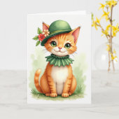 Ginger Kitten Bowler Hat Card Karte (Gelbe Blume)