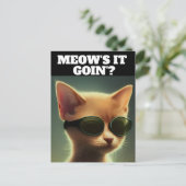 GINGER KITTEN CAT ART SUNGLASSEN HELLO Postkarten (Stehend Vorderseite)