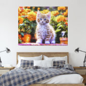 Ginger Kitten im Blumengarten Leinwanddruck (Insitu (Schlafzimmer))
