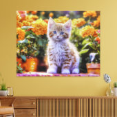 Ginger Kitten im Blumengarten Leinwanddruck (Insitu (Wohnzimmer))