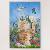 Ginger Kitten im Blumengarten Puzzle (Vertikal)