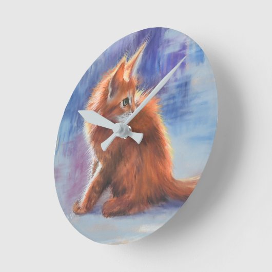 Ginger Kitten in Pastel Light Runde Wanduhr (Winkel)