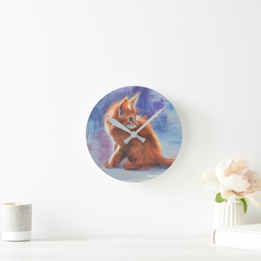 Ginger Kitten in Pastel Light Runde Wanduhr (Zuhause)