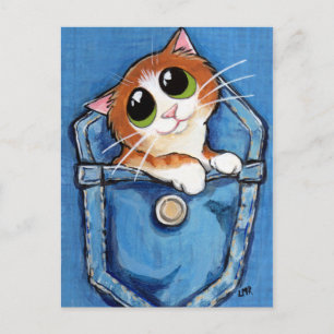 Ginger Kitten in Pocket Art Postcard Postkarte