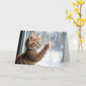 Ginger Kitten mit einem Frostfensterherz Karte (Gelbe Blume)