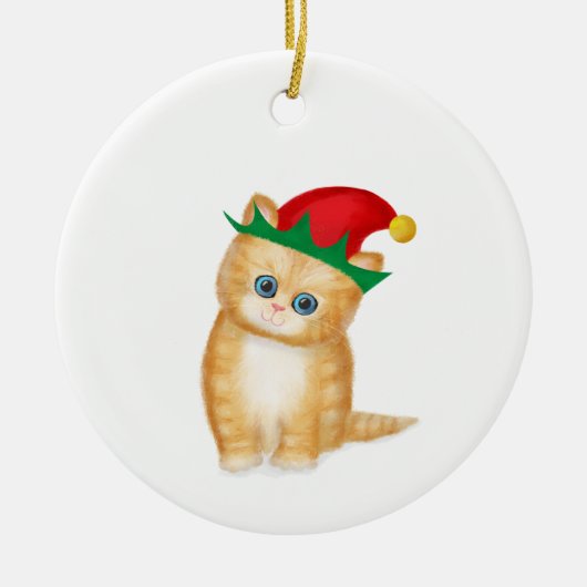 Ginger kitten personalisierte Weihnachtsbaumschmuc Keramik Ornament (Vorne)