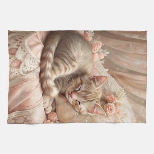 Ginger Kitten Sleeping (Shabby Chic) Geschirrtuch