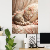 Ginger Kitten Sleeping (Shabby Chic) Poster (Heimbüro)