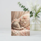 Ginger Kitten Sleeping (Shabby Chic) Postkarte (Stehend Vorderseite)