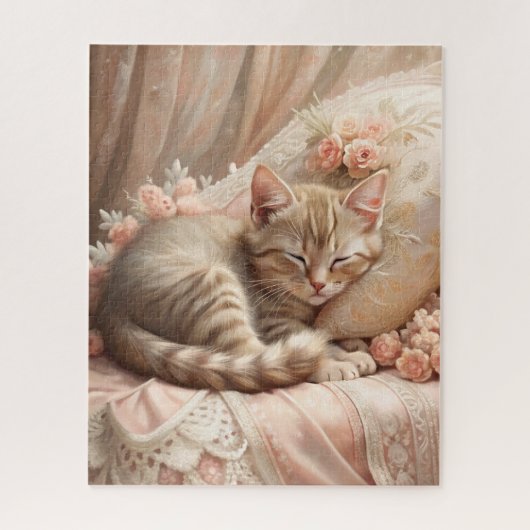 Ginger Kitten Sleeping (Shabby Chic) Puzzle (Vertikal)