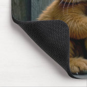 Ginger Kitten umarmt ein Huhn Mousepad (Ecke)