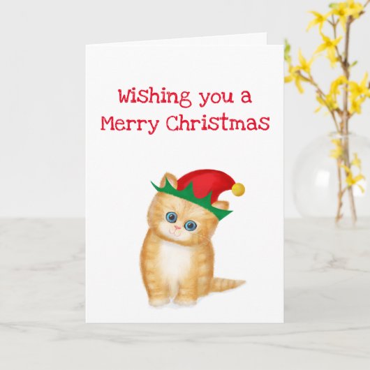 Ginger Kitten wünscht Ihnen eine fröhliche Weihnac Karte (Gelbe Blume)