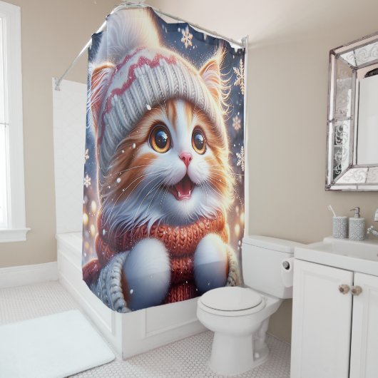 "Ginger Kittens erster Schneefall" Duschvorhang (Beispiel)