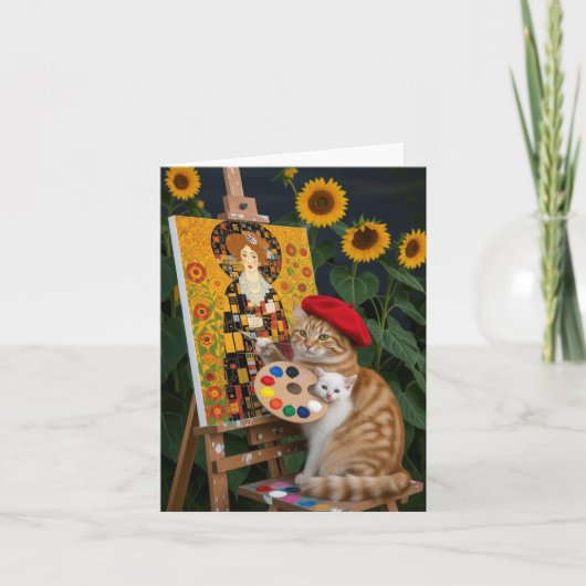Ginger Kitty Artist Malerei Klimt Garden Dankeskarte (Vorderseite)