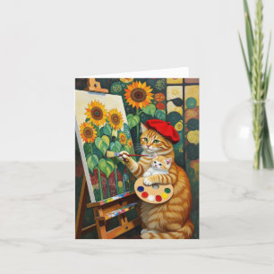 Ginger Kitty Artist Malerei Sonnenblumen Dankeskarte