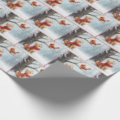 Ginger Kitty beobachtet einen Kardinal Geschenkpapier (Ecke)