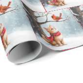 Ginger Kitty beobachtet einen Kardinal Geschenkpapier (Rolleneckpunkt)