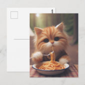 Ginger Kitty Eats Spaghetti Postkarte (Vorne/Hinten)