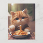 Ginger Kitty Eats Spaghetti Postkarte (Vorderseite)