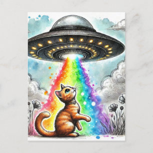 Ginger Kitty und UFO Postkarte