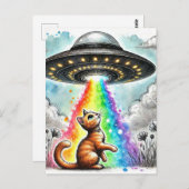 Ginger Kitty und UFO Postkarte (Vorne/Hinten)