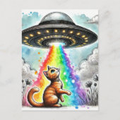 Ginger Kitty und UFO Postkarte (Vorderseite)