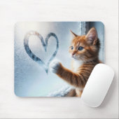 Ginger Kitty with Frosty Window Heart Mousepad (Mit Mouse)