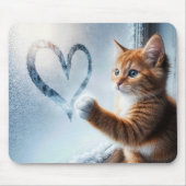 Ginger Kitty with Frosty Window Heart Mousepad (Vorne)