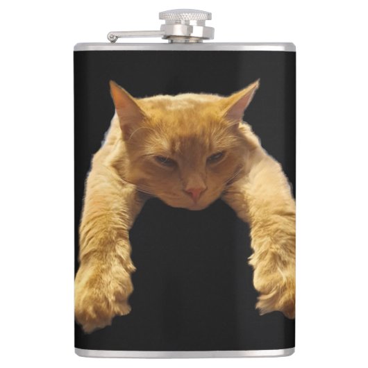 Ginger Lazy Cat, Hip Flask Flachmann (Vorderseite)