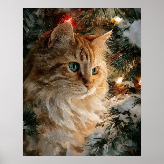 Ginger Maine Coon Weihnachten Poster (Vorne)