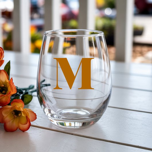 Ginger Modern Monogram Anfangsbuchstabe Weinglas Ohne Stiel