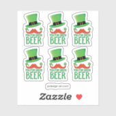 Ginger Mustache Sie für grünes Bier mit Klee Aufkleber (Blatt)