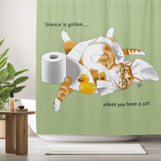 Ginger Orange Cat Funny Toilet Paper Duschvorhang