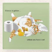Ginger Orange Cat Funny Toilet Paper Glasuntersetzer (Vorderseite)