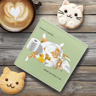 Ginger Orange Cat Funny Toilet Paper Glasuntersetzer