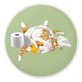 Ginger Orange Cat Funny Toilet Paper Keramikknauf (Vorderseite)