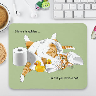 Ginger Orange Cat Funny Toilet Paper Mousepad