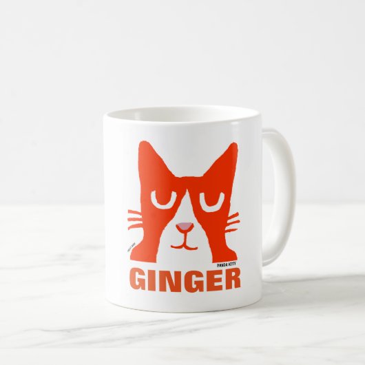 GINGER ORANGE CAT Panda Kitty Coffee Tasse. Kaffeetasse (VorderseiteRechts)