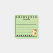 Ginger Orange Cat Schedule Green Post-it Klebezettel (Vorderseite)