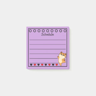Ginger Orange Cat Schedule Lilac Post-it Klebezettel